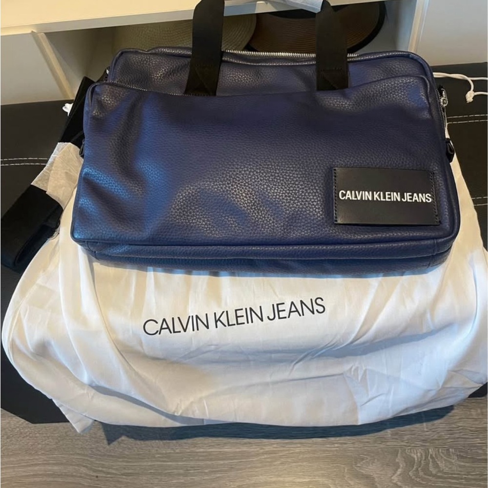Calvin Klein Blue Laptop Bag Durable Water-Resistant
